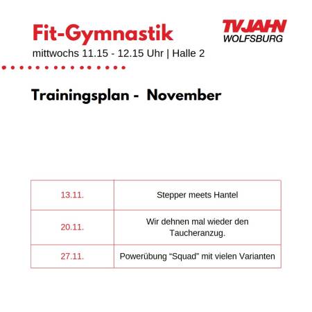 Fit- Gymnastik - Trainingsplan November