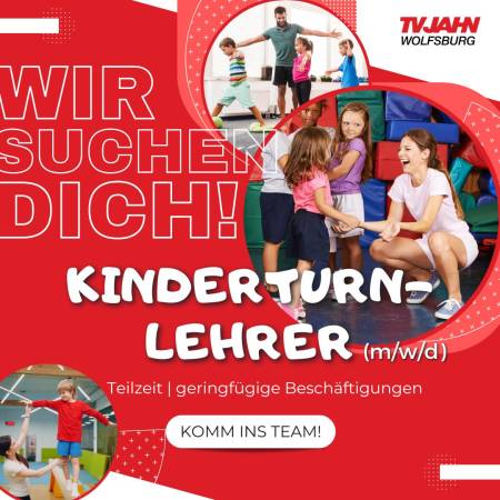 Wir suchen Kinderturnlehrer m/w/d! (Minijob oder in Teilzeit)