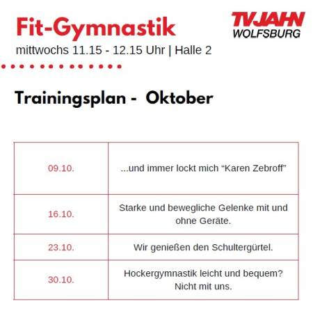 Fit- Gymnastik - Trainingsplan Oktober